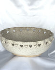 Oval Heart Bowl || Speckled Cream