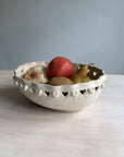 Oval Heart Bowl || Speckled Cream